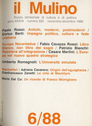 Copertina del fascicolo dell'articolo Un ricordo di Franco Momigliano